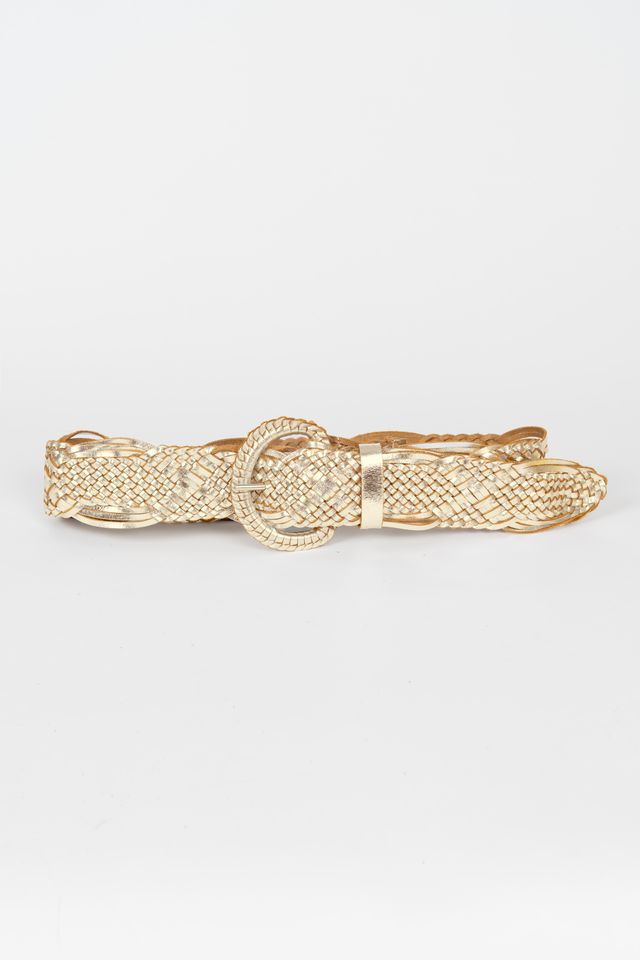 Braided Gold Leather Belt-Piti Cuiti-OutDazl