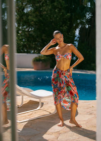 Santorini Sarong Retro Bloom Print