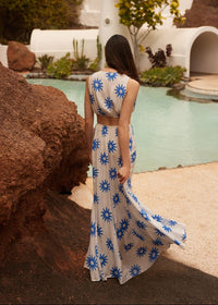 Print Cutout Maxi Dress Soleil Blue-Sundress-OutDazl