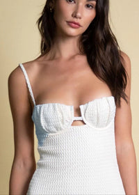 Bone Crochet Petal Long Slip Dress