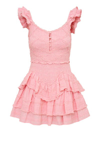 Marsinia Smocked Mini Dress in Bubblegum Pink