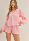 Pink Cotton Top and Shorts Set
