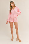 Pink Cotton Top and Shorts Set