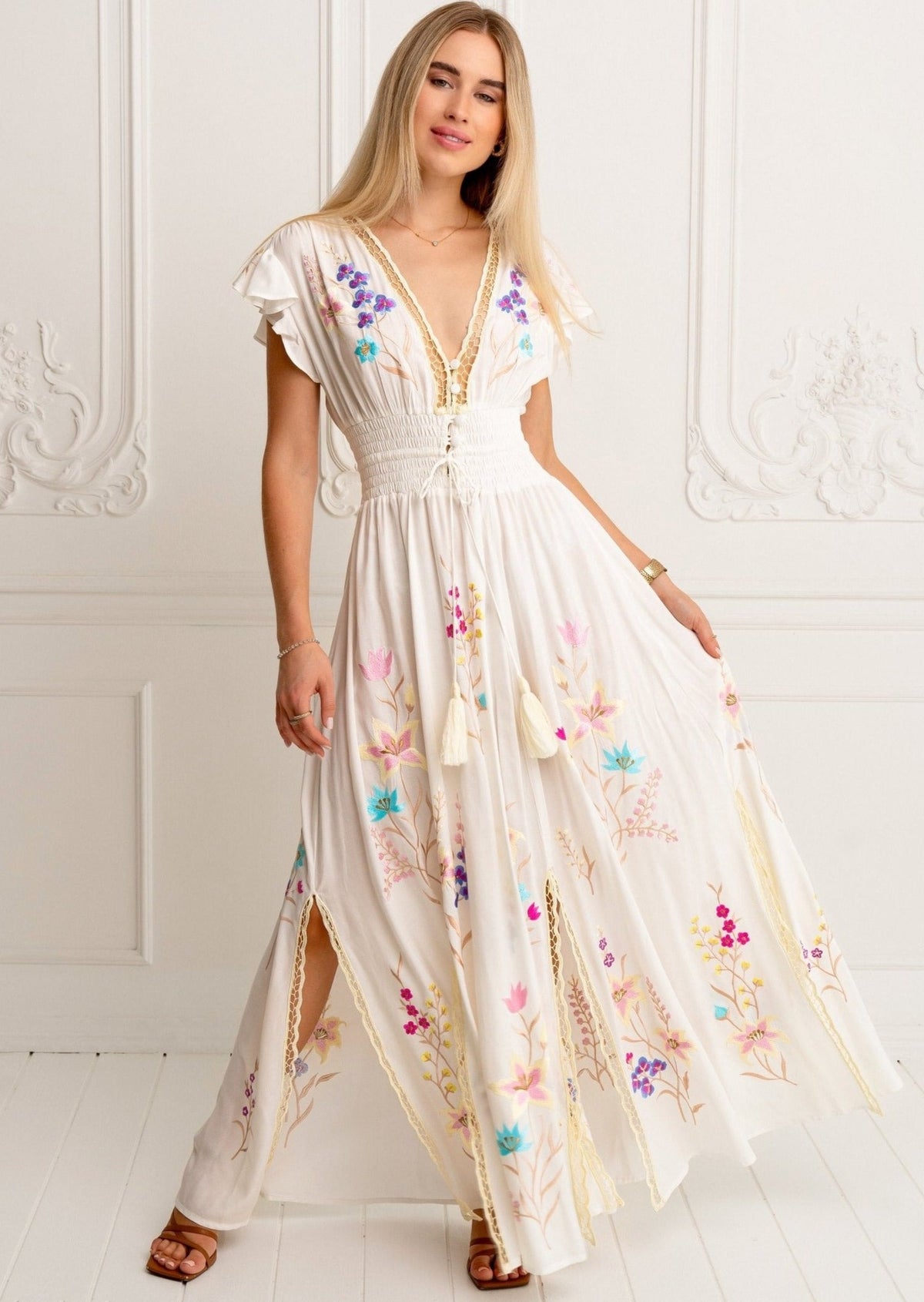 Zaimara Summer Glam Maxi Embroidered Dress