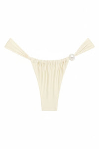 Cream Silkie Sandra Pearl Bikini Bottom (Pre-order)