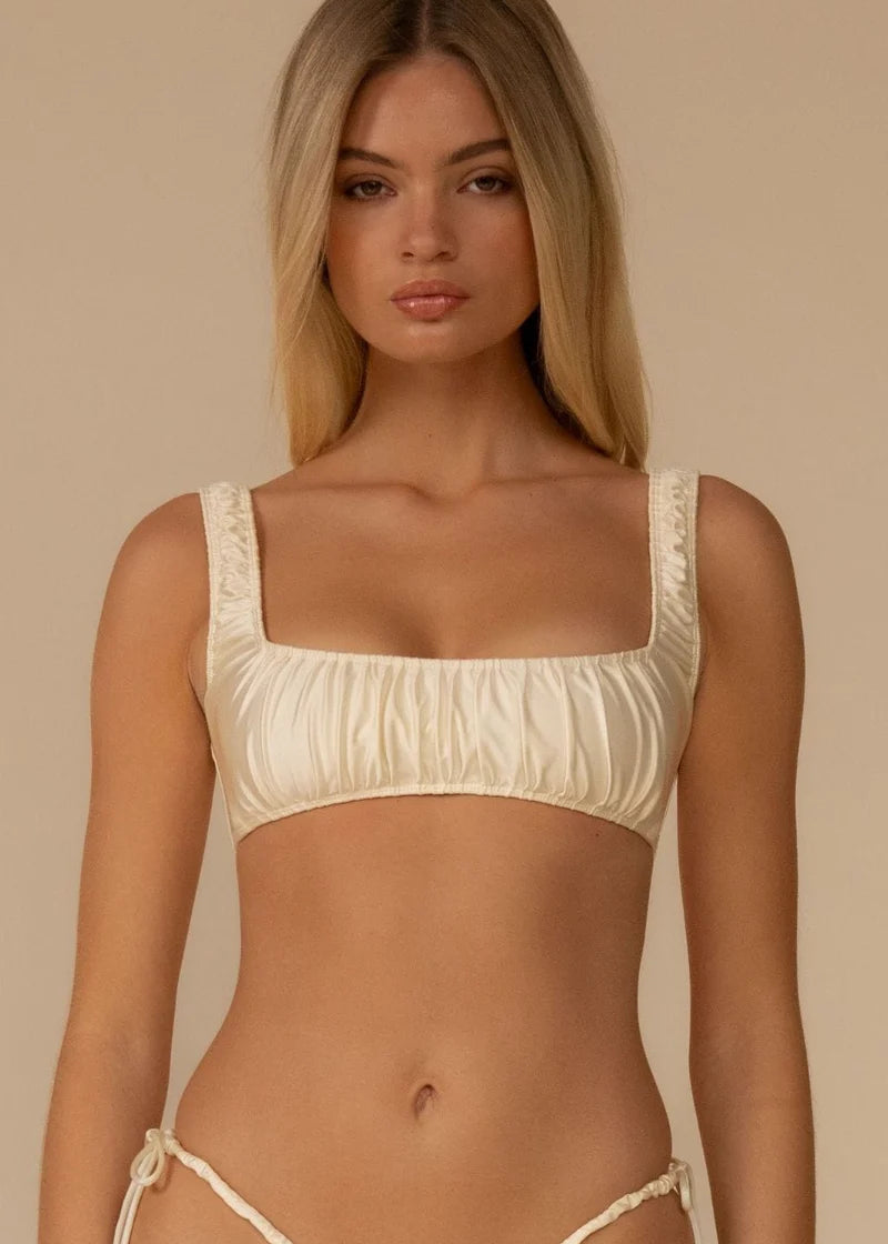 Cream silkie Zoe Bikini Top