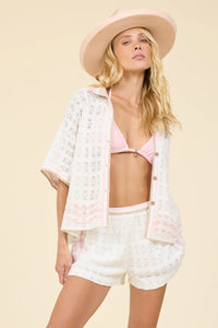 Crochet Palm Print Shorts-Surf Gypsy-OutDazl