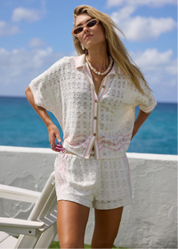 Crochet Palm Print Shorts-Surf Gypsy-OutDazl