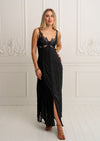 Black Maxi Embroidered Dress Night Glam