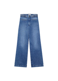 Soft Flare Leg Denim Pants Braid-Maison Hotel-OutDazl
