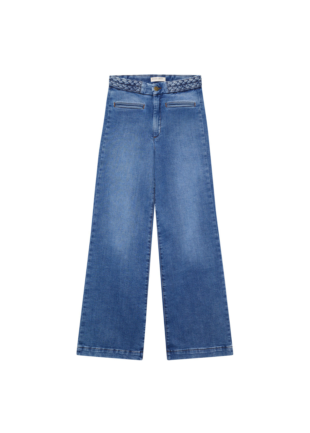 Soft Flare Leg Denim Pants Braid-Maison Hotel-OutDazl