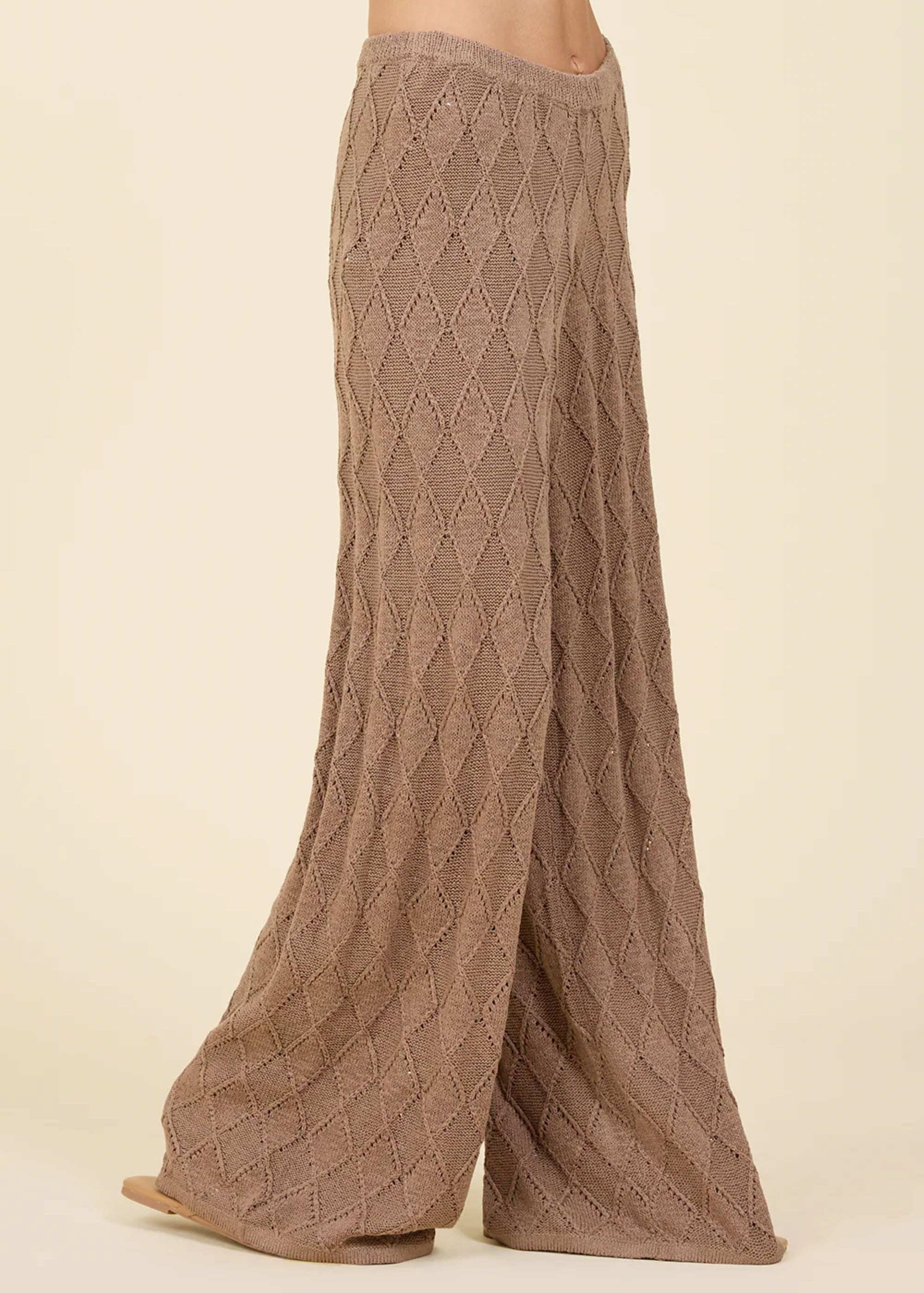 Diamond Knit Wide Leg Pant-Surf Gypsy-OutDazl