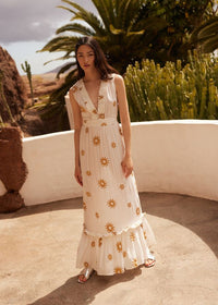Maxi Deep V Dress Begonia-Sundress-OutDazl