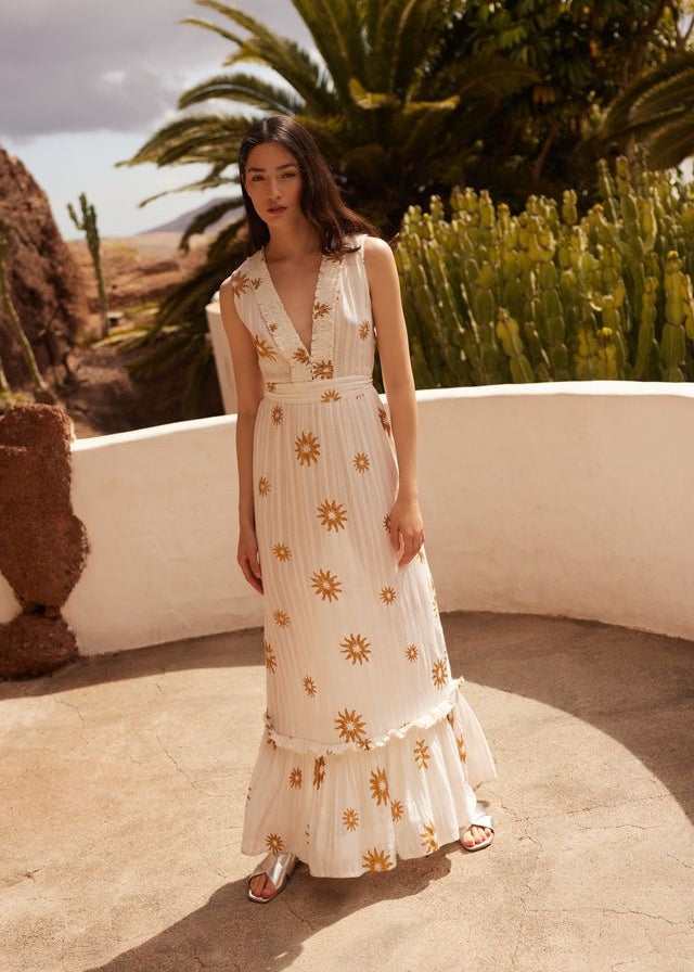 Maxi Deep V Dress Begonia-Sundress-OutDazl