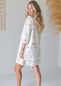 Palm Ivory Embroidered Mini Dress Elena-Jaase-OutDazl