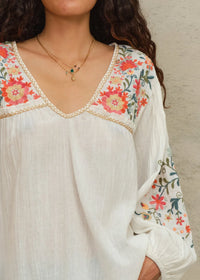 Loren Printed Embroidered Top