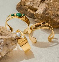 Gold Cuffs with Stone