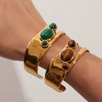 Gold Cuffs with Stone