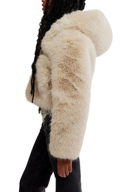 Louder Please Hooded Faux Fur Jacket-Free People-OutDazl