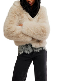 Louder Please Hooded Faux Fur Jacket-Free People-OutDazl