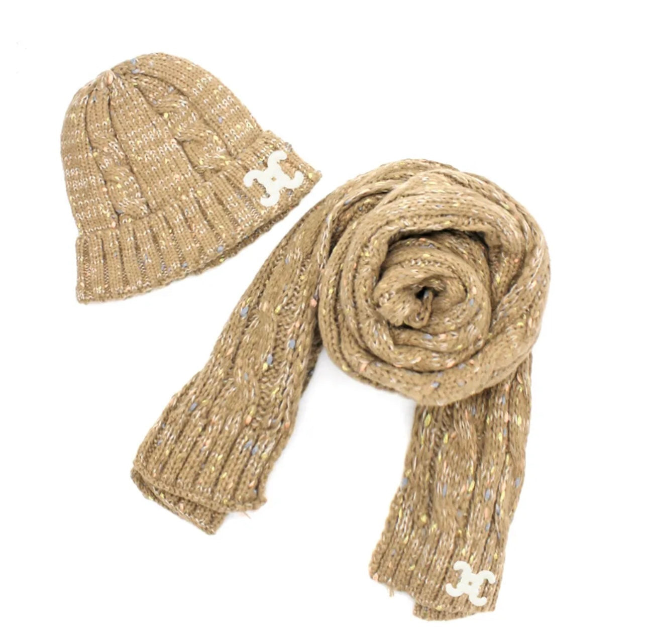 Cable Knit Scarf and Beanie set CC