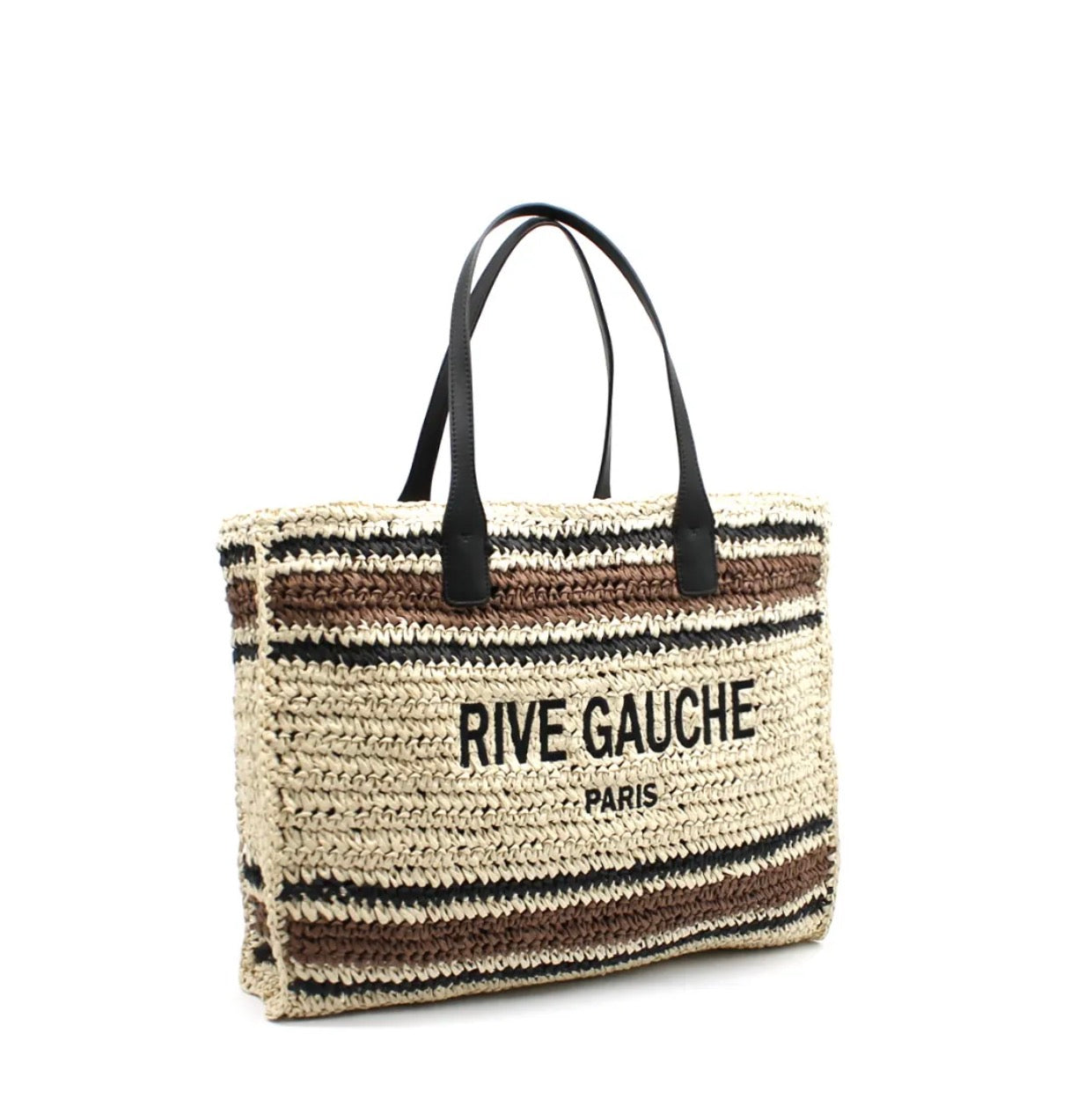 Rive Gauche Straw Tote with contrast handle