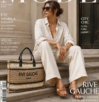 Rive Gauche Straw Tote with contrast handle