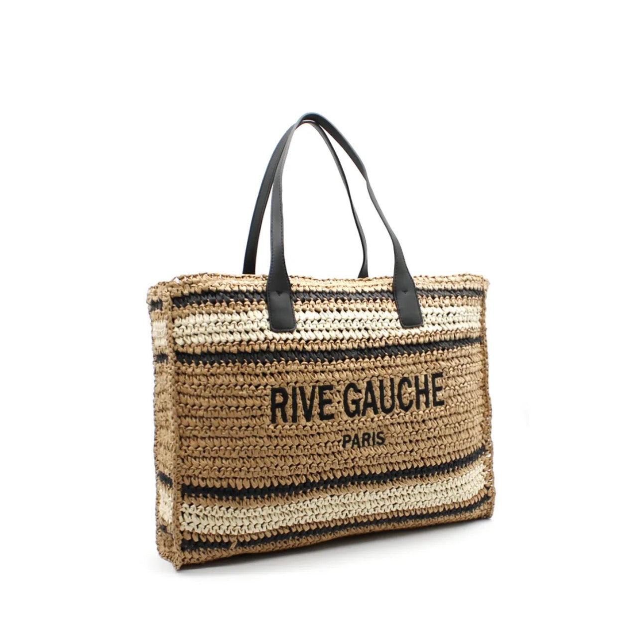 Rive Gauche Straw Tote with contrast handle