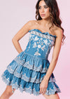 Denim Embellished Bandeau Dress Azure