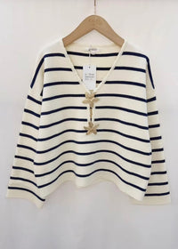 Stripe V Neck Jumper