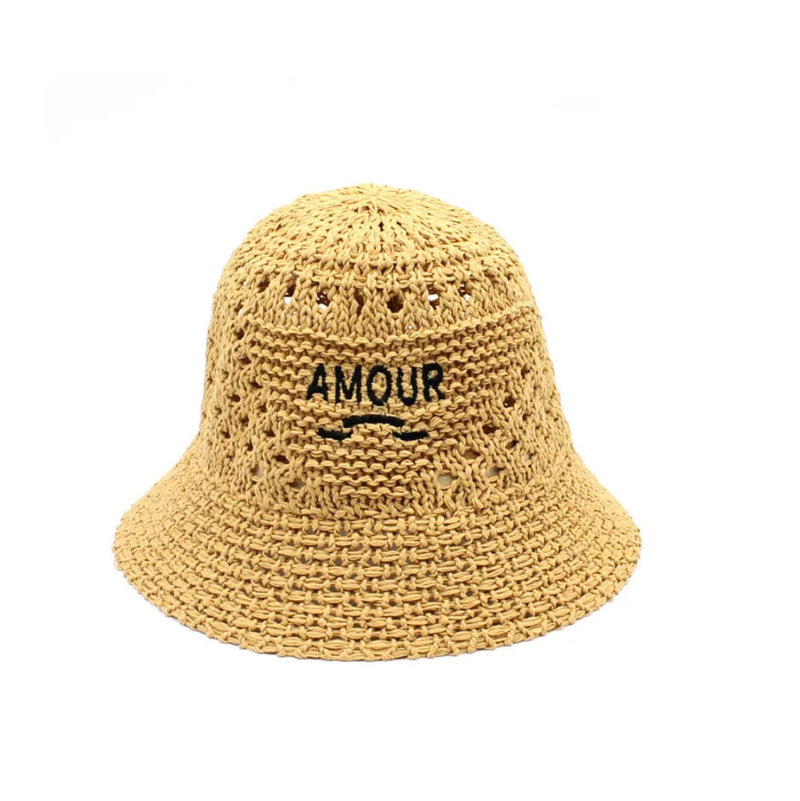 Amour Bucket Straw Hat-OutDazl-OutDazl