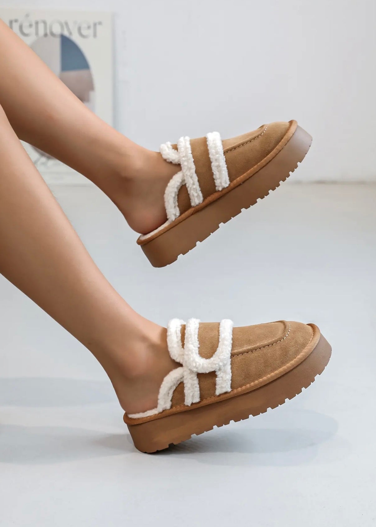 Suede Leather Platform Clogs