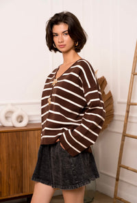 Stripe V Neck Jumper
