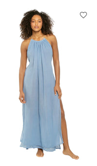 Grecian Margarita Backless Maxi Dress in French Blue
