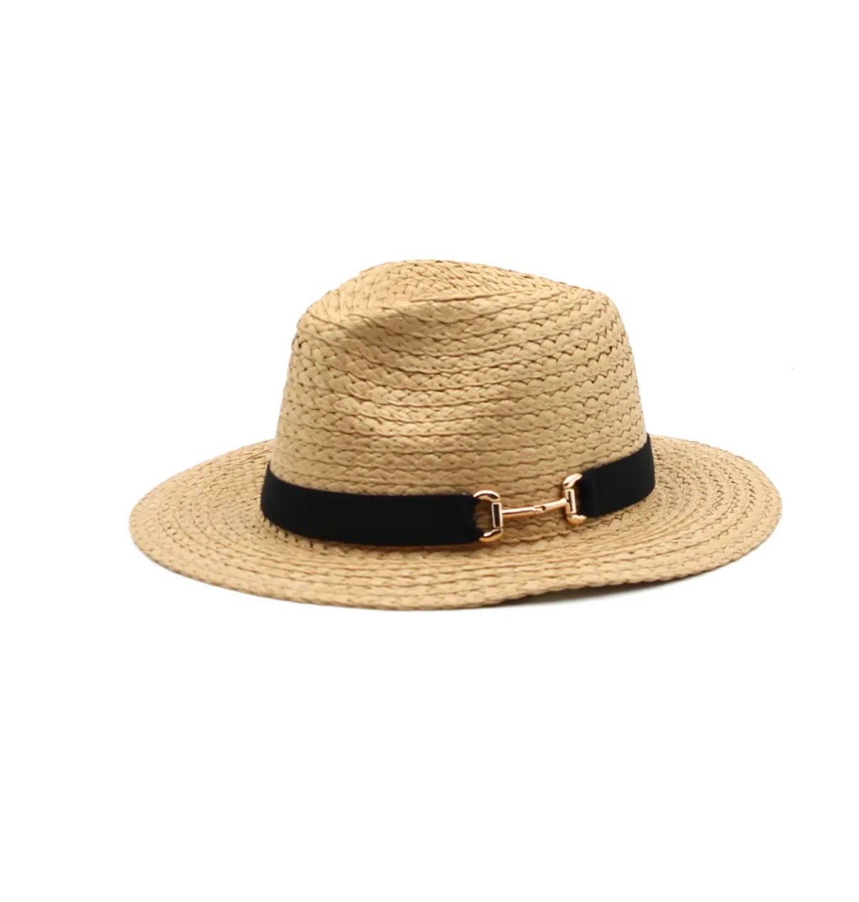 Straw Fedora with Black Trim-OutDazl-OutDazl