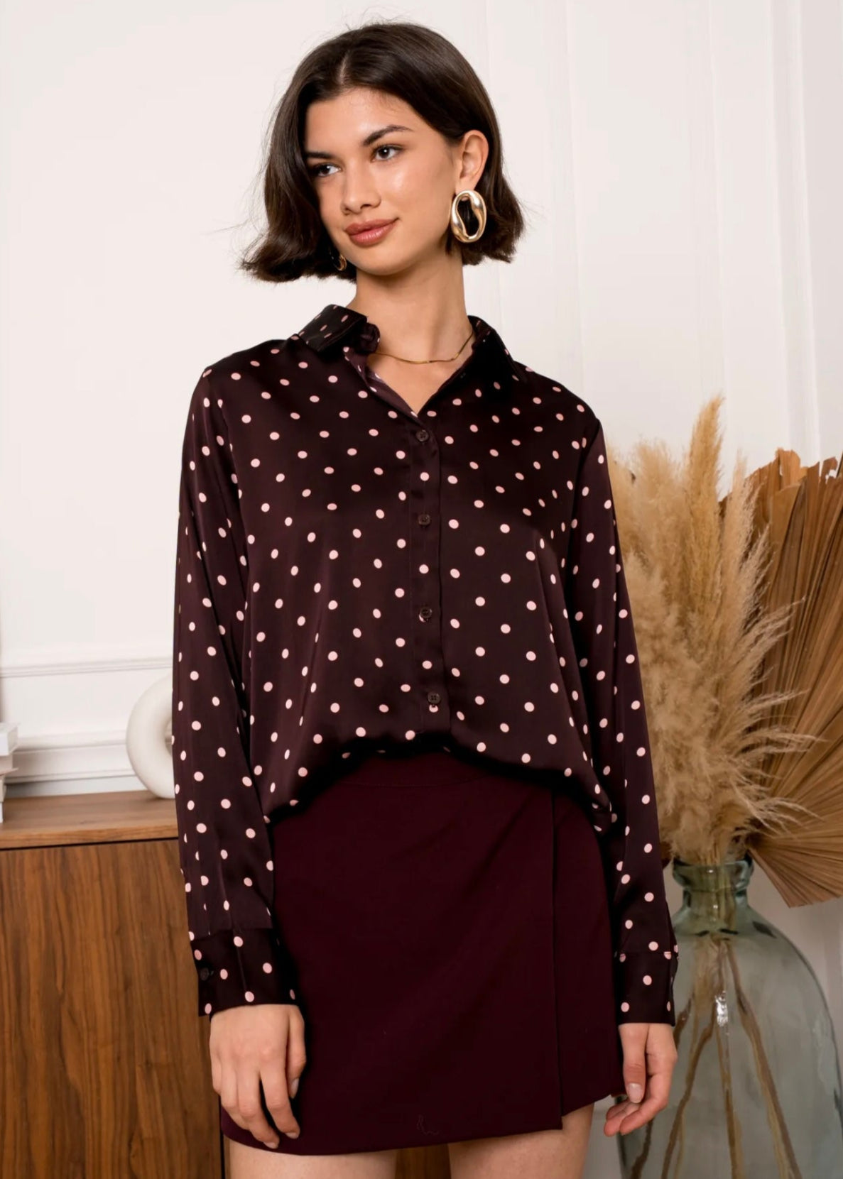 Satin Polka Dot Shirt