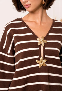 Stripe V Neck Jumper