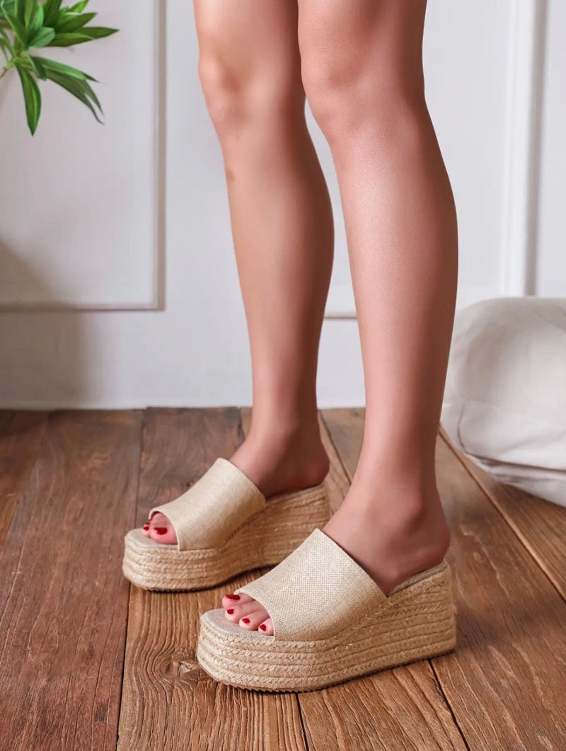 Jute Wedge Slides-OutDazl-OutDazl