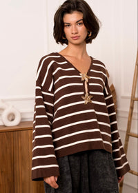 Stripe V Neck Jumper