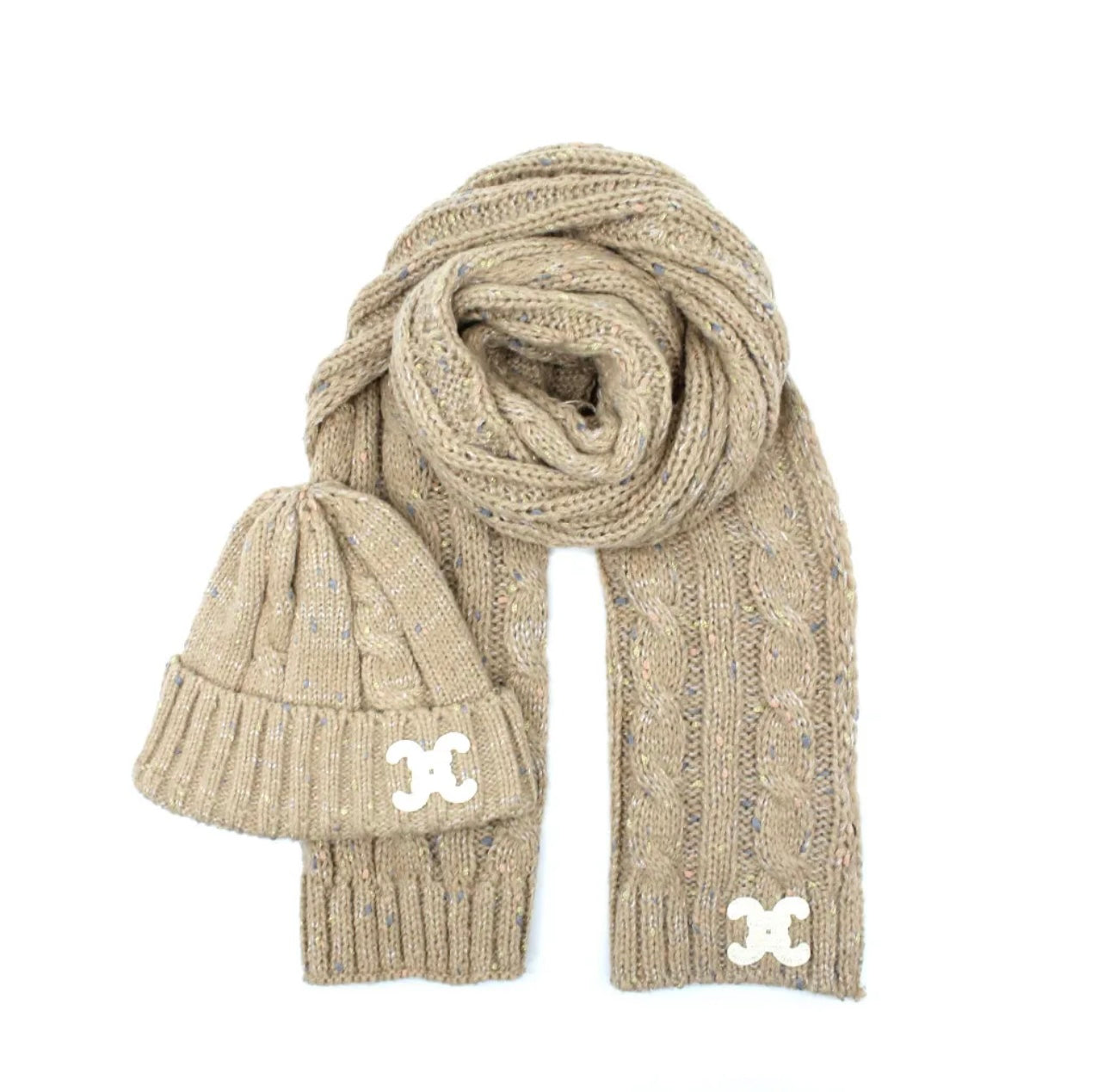 Cable Knit Scarf and Beanie set CC