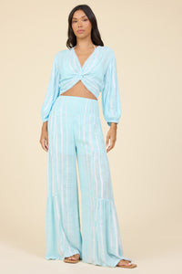 Blue Stripe Twist Front Top-Surf Gypsy-OutDazl