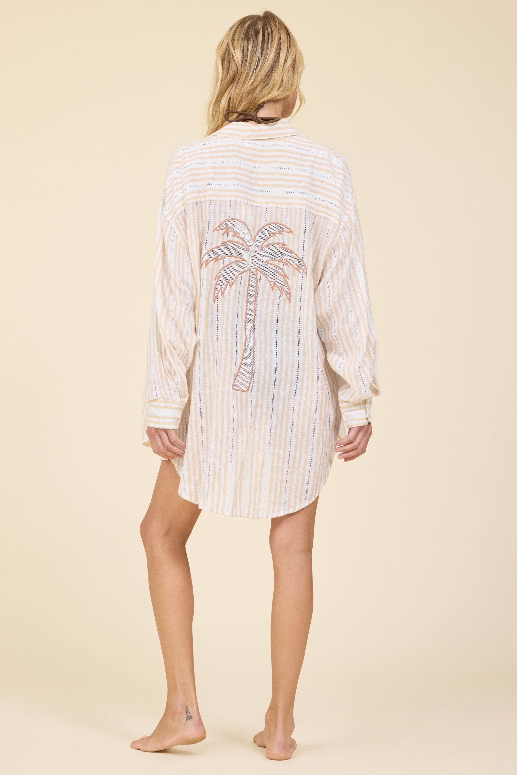 Striped Palm Tree Shirt-Surf Gypsy-OutDazl