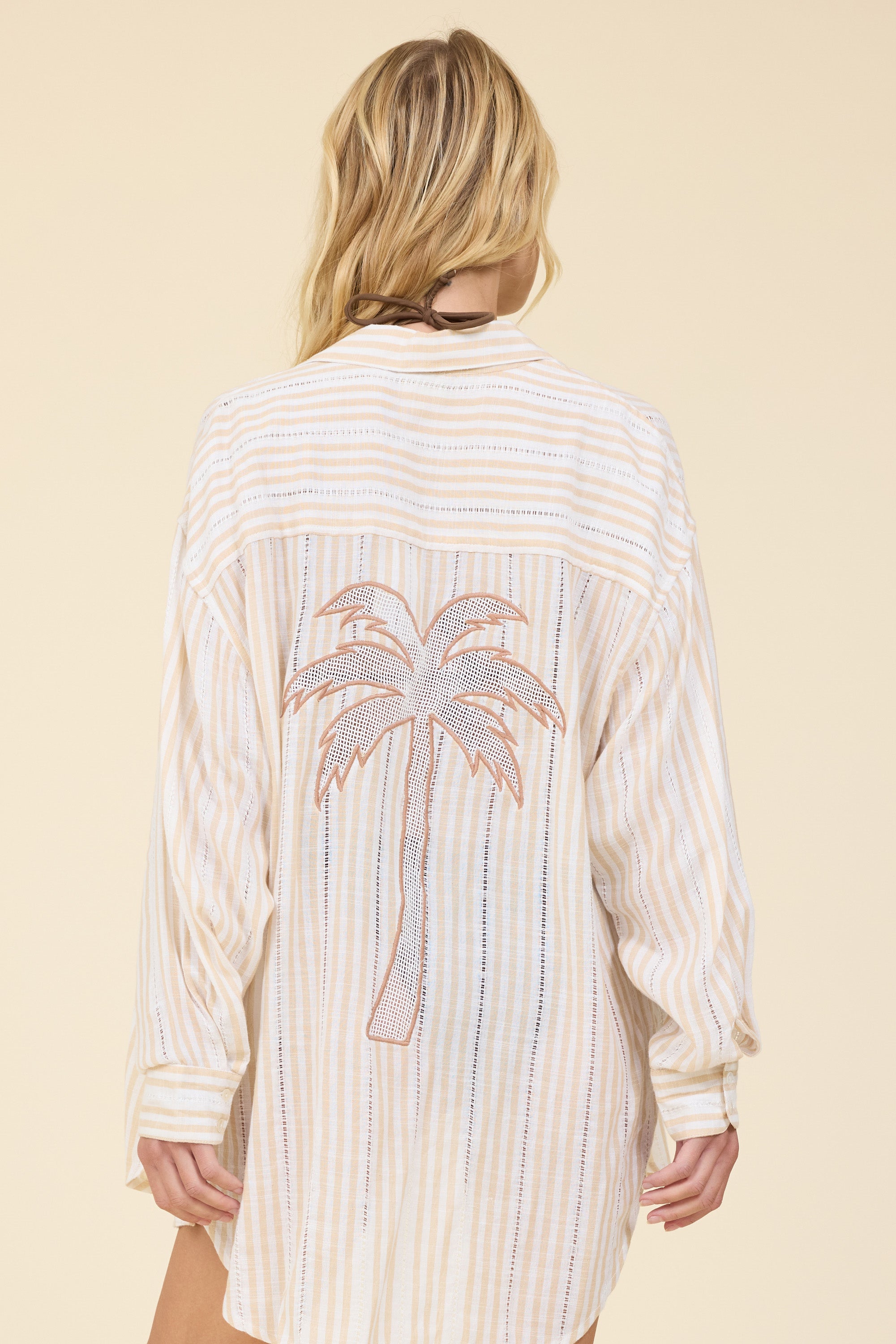Striped Palm Tree Shirt-Surf Gypsy-OutDazl