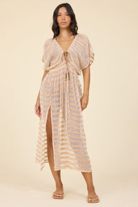 Lurex Stripe Mesh Maxi Kaftan-Surf Gypsy-OutDazl