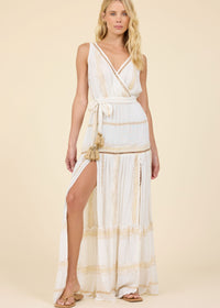 Gold Dust Lurex Stripe Maxi Dress-Surf Gypsy-OutDazl