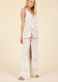 Gold Dust Lurex Stripe Maxi Dress-Surf Gypsy-OutDazl