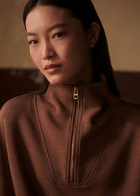Hawley Half-zip Sweat in Golden Bronze Marl
