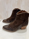 Atlanta Leather Ankle Boots in Brown Suede with Bronze