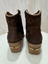 Atlanta Leather Ankle Boots in Brown Suede with Bronze