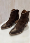 Atlanta Leather Ankle Boots in Brown Suede with Bronze